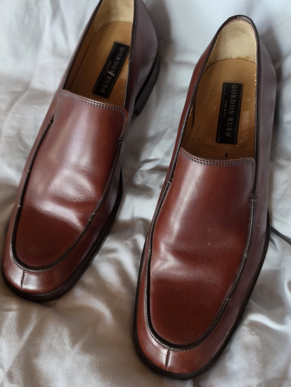 Men's Burgundy Leather Slip-On Dress Loafers - Picture 4 of 4